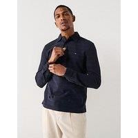 Tommy Hilfiger Long Sleeve Herringbone Polo Shirt - Navy