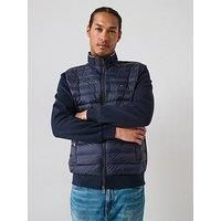Tommy Hilfiger Mix Media Essential Stand Collar Sweat Jacket - Navy