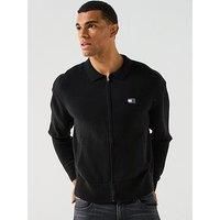 Tommy Jeans Relaxed Zip Through Knitted Sweatshirt - Black