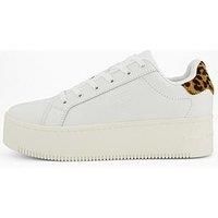 Tommy Jeans Women/'s Tjw Flatform Sneaker En0En02930 Low Top, White (Ivory/Leopard), 7 UK