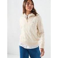 Tommy Hilfiger Wool Cable Half Zip Sweatshirt - Beige