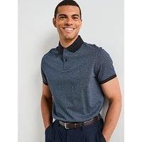 Tommy Hilfiger Mouline Check Jacquard Polo Shirt - Dark Blue