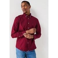 Tommy Hilfiger Long Sleeve Flex Flannel Solid Shirt - Dark Red