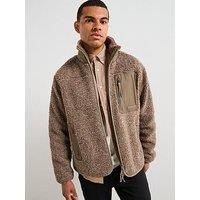 Tommy Hilfiger Teddy Fleece Zip Sweat - Light Brown