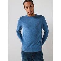 Tommy Hilfiger Men’s Essential Cotton Round Neck Jumper, Blue (Petrol Blue Heather), XL