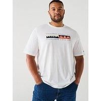 Tommy Hilfiger Big & Tall Colour Block Graphic Logo T-Shirt - White
