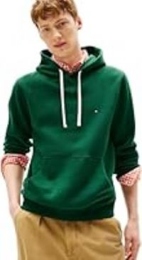 Tommy Hilfiger Men’s Seasonal Fleece Hoodie with Kangaroo Pocket, Green (Ornamental Green), XL