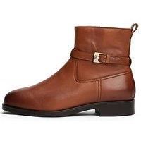 Tommy Hilfiger Buckle Detailed Leather Bootie - Brown