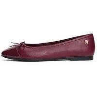 Tommy Hilfiger Patent Toe Cap Leather Ballerina Shoes - Burgundy