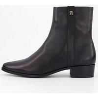 Tommy Hilfiger Leather Pointy Zip Boot - Black