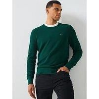 Tommy Hilfiger Men’s Regular Fit Essential Structure Crew Neck Jumper, Green (Ornamental Green Heather), M