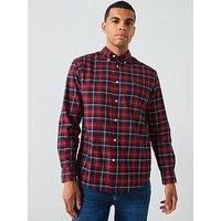 Tommy Hilfiger Mercerized Tartan Long Sleeve Regular Fit Shirt - Red
