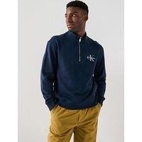 Calvin Klein Jeans Monogram Logo 1/4 Zip Sweatshirt - Navy