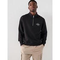 Calvin Klein Jeans Monogram Logo 1/4 Zip Sweatshirt - Black