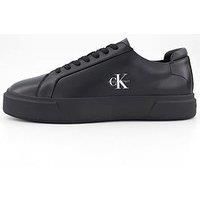 Calvin Klein Basket Cupsole Laceup Leather Trainers - Black