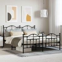 Metal Bed Frame with Headboard and Footboard Black 183x213 cm