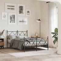 Berkfield Home Metal Bed Frame without Mattress with Footboard Black 120x200cm | Size: Small Double