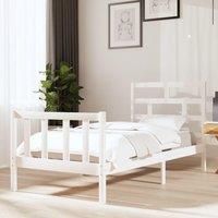 Bed Frame White Solid Wood Pine 90x200 cm