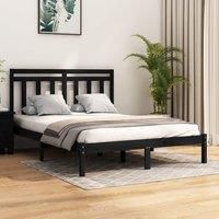Bed Frame Black Solid Wood 140x190 cm
