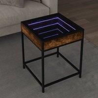 Berkfield Home Coffee Table with Infinity LED Smoked Oak 40x40x51 cm in Brown | Size: 40 x 40 x 51 cm