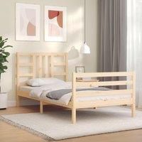 Bed Frame with Headboard 90x200 cm Solid Wood