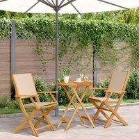 Berkfield Home 3 Piece Bistro Set Beige Fabric & Solid Wood