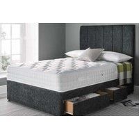Charcoal Chenille Divan Bed, Headboard & Mattress - 6 Sizes!