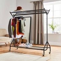 Direct Online Houseware Heavy Duty Clothes Rail 4ft/5ft/6ft With Shoe Rack Shelf And Hat Rack (Metal Construction) (5ft Long x 5ft High)