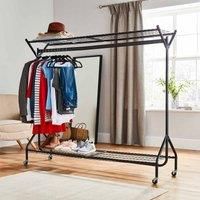 6ft long x 5ft Black Heavy Duty Hanging Clothes Shoes Hat Garment Rail
