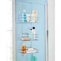 Stylish Silver Rust-Proof Premium 3-Tier Hanging Shower Caddy - Large Hanging Metal Storage Racking - 79 H x 25 W x 12 D - 2 Year Rust-proof Guarantee