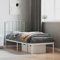 Metal Bed Frame with Headboard White 80x200 cm