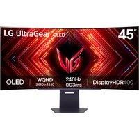 LG UltraGear Curved OLED Gaming Monitor 45GS95QE, 45 inch, 1440p, 240Hz, 0.03ms Response Time, HDR 10, NVIDIA G-Sync & AMD FreeSync compatible, Smart Energy Saving, DisplayPort, HDMI