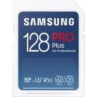 Samsung PRO Plus SD Card, 128GB, UHS-I U3, Full HD & 4K UHD, 180MB/s Read, 130MB/s Write, Memory Card for SLR Cameras and System Cameras, MB-SD128S/EU
