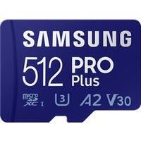 Samsung PRO Plus SD Card, 512 GB, With UHS-I U3 Interface, Full HD & 4K UHD, Read Speed 180 MB/s, Write Speed 130 MB/s, Memory Card for Cameras and Drones, Includes USB Card Reader, MB-SD512SB/WW
