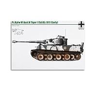 WW2 Vintage Tank Poster Pz.Kpfw VI Ausf.H Tiger I (Sd.Kfz.181) (Early) Heavy Tank Poster Decorative Painting Canvas Wall Posters And Art Picture Print Modern Family Bedroom Decor Posters 16x24inch(40x