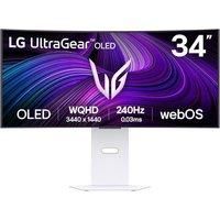 LG UltraGear OLED GX9s SMART Gaming Monitor 34GX90SA-W - WOLED UWQHD 1440p Curved 34 Inch, 240Hz, 0.03ms, HDR 400, webOS with LG AI, Speakers, Wi-Fi, Bluetooth, DP1.4, HDMI 2.1, USB-C, White