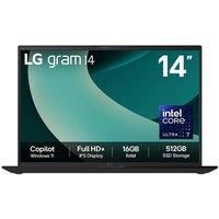 LG gram AI 14" Laptop - Intel Core Ultra 7, SSD, 16 GB RAM - Obsidian Black - [2025], Black