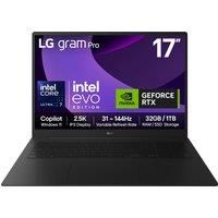 LG gram Pro 17Z90TR-E - 17 inch 2.5K 144Hz VRR, Ultra-Lightweight Laptop, Intel Core Ultra 7 255H, NVIDIA GeForce RTX 5050, 32GB RAM, 1TB SSD, Windows 11 Home, Copilot, Hybrid AI, Black (2025)