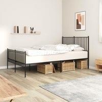 Metal Bed Frame with Headboard and Footboard Black 140x200 cm