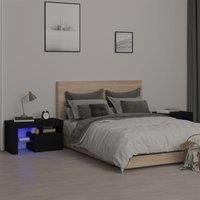 Berkfield Home Bedside Cabinets 2 pcs with LED Lights Black 70x36.5x40 cm