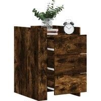Berkfield Home Bedside Cabinet Smoked Oak 45x50x65 cm Engineered Wood in Brown | Size: 45 x 50 x 65 cm