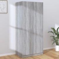 Berkfield Home Wardrobe Grey Sonoma 80x50x180 cm Engineered Wood | Size: 80 x 50 x 180 cm