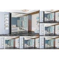 Modern Full Mirror Sliding Door Wardrobe - Laminated Mdf, Space-Saving, Multiple Sizes & Colours