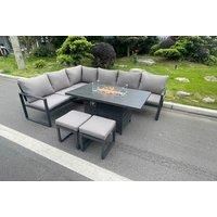8-Seater Aluminium Corner Sofa Fire Pit Garden Furniture Set