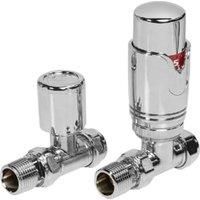 New Straight Chrome Thermostatic Radiator Valve TRV & Small Round Top Lockshield