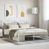 Metal Bed Frame with Headboard White 183x213 cm