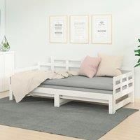 Pull-out Day Bed White Solid Wood Pine 2x(90x200) cm