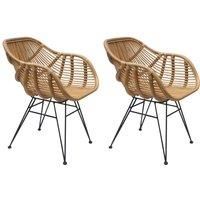 Bodan Pair of Metal Dining Chairs - Natural