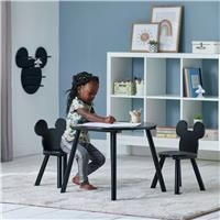 Disney Mickey Mouse Black Table & 2 Chairs Set, 2 Chairs Included, Black Finish