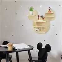 Disney Mickey Mouse Shaped Wall Shelf, 8 Storage Shelves, Natural finish, 72cmW X 12cmD X 62cmH